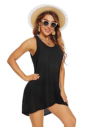 Image of elescat Womens Swimsuit Cover Up Summer Sleeveless T Shirt Beach Dress Tank Bikini Coverups 2026