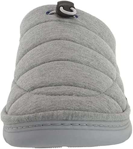 Dearfoams Men's Austin Quilted Memory Foam Sweatshirt Scuff Slipper, Light Heather Grey, Large | Image 1