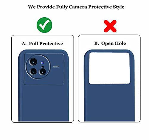 Image of A rtistque Liquid TPU Silicone Matte Shockproof Flexible with Camera Protection Soft Back Cover Case for Vivo X80 PRO 5G - Blue