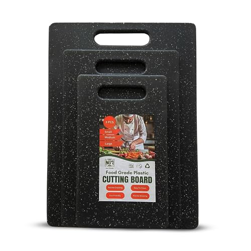 Set de 3 Tablas de Cortar de Plástico Negro Rectangulares miniatura 1