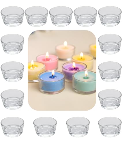 RUIBIXING Teelichtgläser Set Teelicht (15er Pack) Teelichthalter 4 5 cm Dm Kleiner aus Klarem Glas für Hochzeit Geburtstag Urlaub Gläser klein Kerzengläser Party Dekoration Kerzengläser
