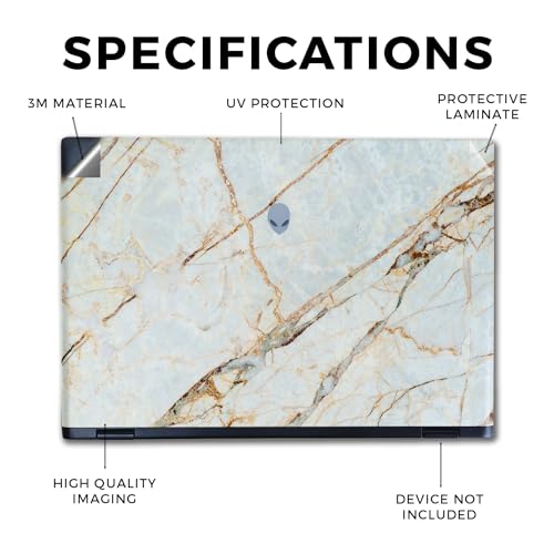 Image of Laptop Skin Compatible with Alienware M16 R2 (2024) - Antique Marble - Premium 3M Vinyl Protective Wrap Decal Cover - Easy to Apply | Crafted in The USA by MightySkins