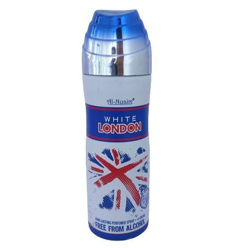 Al-Nuaim White London Spray – 200ml | Rich & Exotic Oudh Fragrance | Long-Lasting & Invigorating Scent | Luxurious & Refreshing | Deodarant body spray