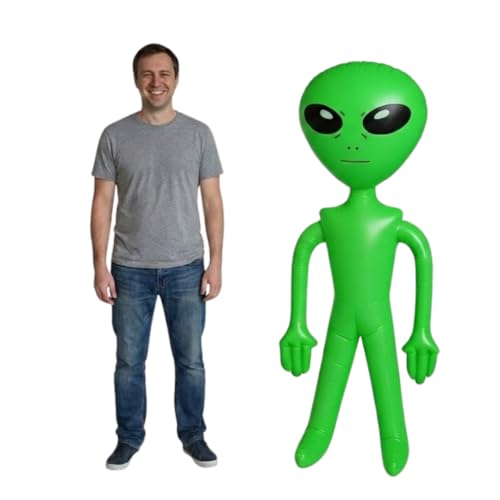 TC Toys - Inflatable Alien - 170cm 5ft 7 Blow Up Green Martian Prop - Giant Funny Party Decoration for Festivals Photo Booths & Sci-Fi Pranks Life Size