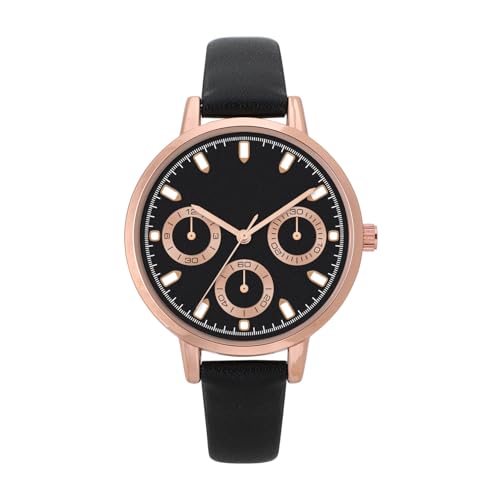 NUOVO Klassische und minimalistische Damen-Armbanduhr mit modischem schwarzem Armband und DREI Sub-Zifferblättern verziert für Damen Bankette