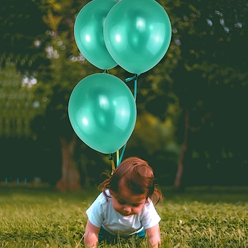 Image of 120 Pack Pearl Green Balloons, Bright 12 inch Royal Green Latex Party Balloons for Birthday Wedding Baby Shower Halloween.