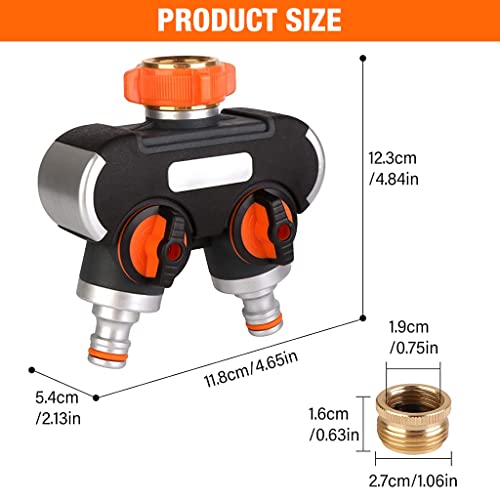 Image of HASTHIP Garden Hose Pipe Connector - Metal Thread Faucet Adapter - Garden Hose /Water Spigot Splitter - PVC Hose Splitter 2 Way Heavy Duty - Outdoor Faucet Splitter for Garden /Lawn Drip Irrigation