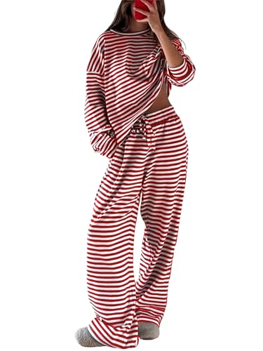 Conjunto de ropa de estar por casa informal con pantalones de pierna ancha y sudadera cómoda