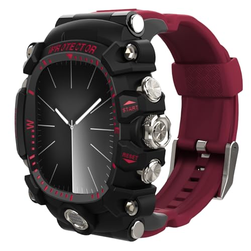 YiMingSun iG-3000 ǂꂽvP[XAApple Watch 9 8 7 45mm 6 44mm YP[XAیJo[t vȃVRohیP[XAYiWatch 6 5 4 SE 44mmɓKvȕیP[X I