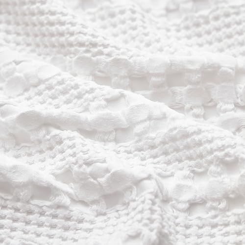 PHF 100% Cotton Waffle Pillow Shams King Size, 2 Pack 20" x 36" Soft Skin-Friendly Pillowcases, No Filling, Aesthetic Woven and Breathable Waffle Weave Pillow Case Covers for Bed, White