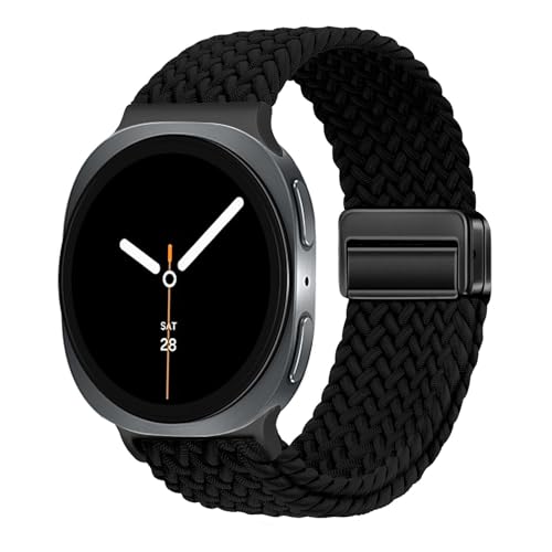 Braided Magnetic Straps for Samsung Galaxy Watch 8 Strap 40mm 44mm/8 Classic 46mm Men/Women Elastic Nylon Fabric One Click No Gap Sport Band for Samsung Galaxy Watch 8 Straps/8 Classic Strap 46mm