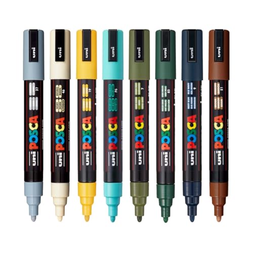 Image of Posca PC-5M Marker | 1.8-2.5 mm Bullet Shaped Tip (Earth Tone, Pack of 8)