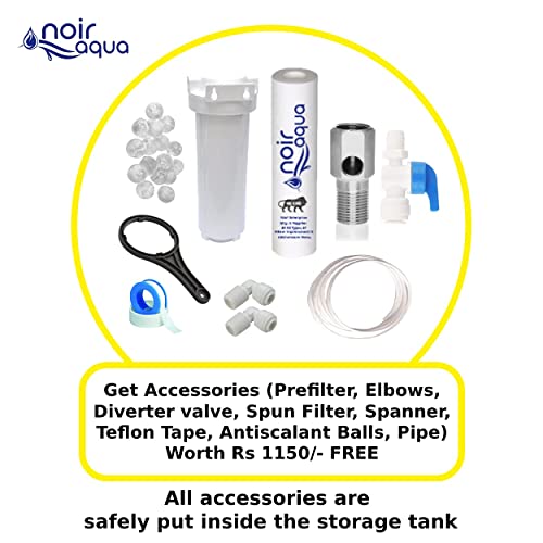 Image of Noir Aqua Jade RO Water Purifier with B12 Alkaline Filter RO + UV + UF + TDS Control + Pre Filter + Protection Cover & Accessories, RO Water Filter System for home 10 Ltrs, 8 Stage (Gray Black)