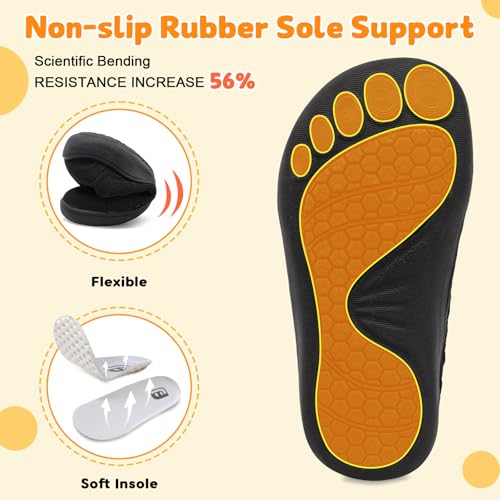 Image of JOINFREE Wide Kids Barefoot Slip On Shoes Toddler Boys Girls Minimalist Sneakers Zero Drop Casual Indoor Outdoor Walking Breathable Tennis Shoe Black Size 2