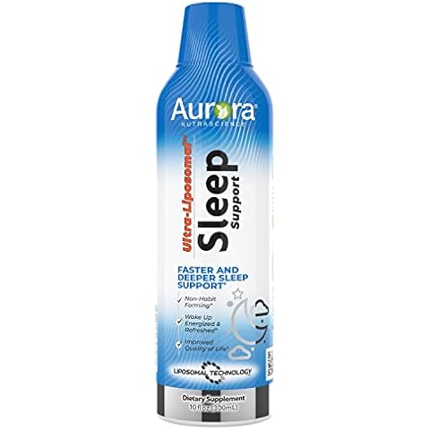 Aurora Nutrascience Ultra-Liposomal Sleep Support, 3 mg Melatonin, L-Theanine, Ashwagandha and Chamomile Flower Extract Sleep Aid, 10 fl oz (300mL) Cover