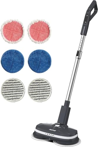 AirCraft Home PowerGlide Cordless Rechargeable Hard Floor Cleaner Polisher & Scrubbing Bundle with 6 Pads (2 Cleaning 2 Polishing & 2 Scrubbing Pads) Perfect for Wood Tile Marble Vinyl