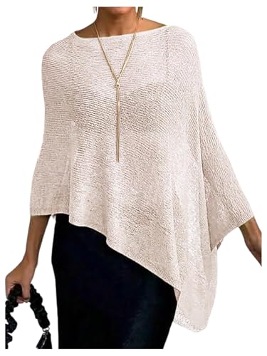 Image of GORGLITTER Women's Poncho Tops Sheer Shawl Cape Top Lightweight Sweater