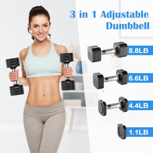 Image of Hezeyferg Adjustable Dumbbell Set,Adjustable Weight Dumbbells for Women /Men | 17.6LB /22LB /26.4LB /30.8LB for Choices, with Multiple Levels, Hand Weights Sets for Home Gym Full Body Workout