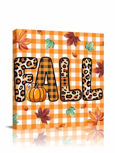 Leopard Print Fall Wall Art Giclee Canvas Prints Thanksgiving Pumpkin