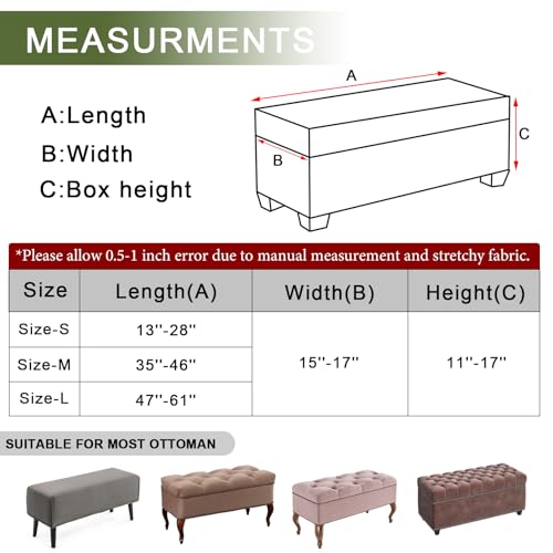 Image of FUANGUI Ottoman Cover Stretch Storage Ottoman Bench Slipcover Printed Folding Storage Bench Ottoman Cover Footrest Stool Slipcover Footstool Protector Cover with Elastic Bottom, Large