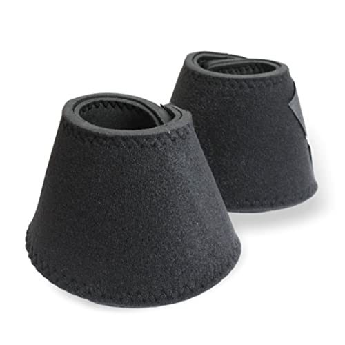 Hufglocken für Pferde Ponys | Warmblut Kaltblut Vollblut | schwarz | Neopren Springglocken S-XL | Hufschutz zum Reiten Springen Gelände Weide (XXL (schwarz))