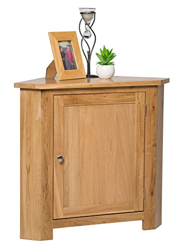 Hallowood Furniture Waverly Petite Armoire d'angle en chêne Massif à 1 Porte avec étagère réglable, Petite Armoire de Rangement en chêne Clair, Meuble d'angle pour...