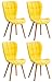 CLP Set 4 Sedie Chic Sala Da Pranzo Elda In Similpelle I Sedia Design Salotto Imbottita E Trapuntata I Seduta Tavolo Gambe In Legno, Colore:giallo