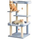 MWPO 猫タワー 大型猫 シニア猫 据え置き 安定感 多頭飼い 爪とぎ 猫ベッド シンプル 114cm ブルー 954K
