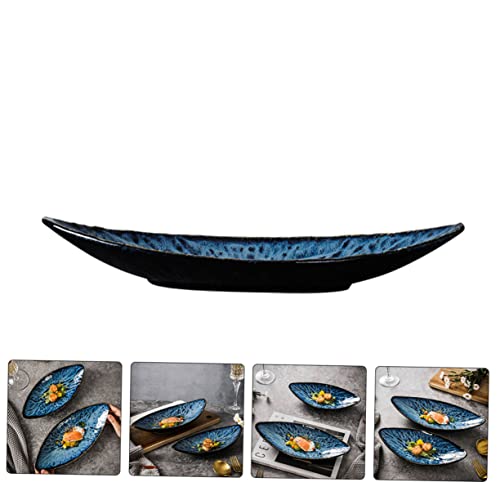 Plato de cerámica azul para sushi miniatura 4