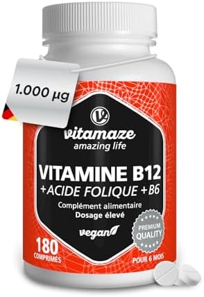Vitamine B12 1000 mcg avec Acide Folique 375 mcg + Vitamine B6 - ...