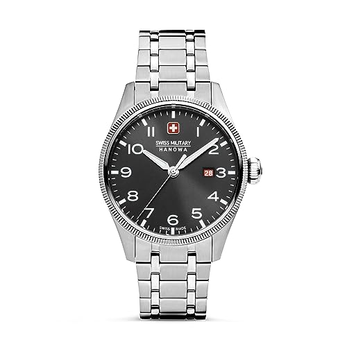 Swiss Military Hanowa SMWGH0000801 Thunderbolt - Reloj para Hombre con Correa de Acero Inoxidable y Cristal de Zafiro, Plata, Pulsera