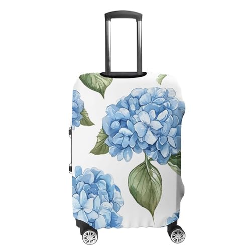Blue Hydrangea Pattern Elastic Luggage Cover Suitcase Protector for 19-32 Inch Suitcases | Universal Stretchable Travel Bag Cover | Anti-Scratch, Washable with Zipper Closure S4