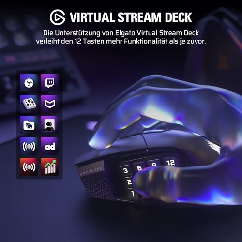 Corsair Scimitar Elite Wireless SE MMO Gaming Maus – Gunmetal – Ansicht 5