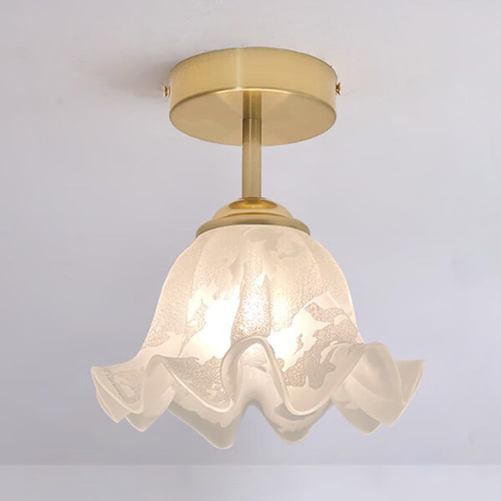 Olskfuh Light Semi Flush Mount Ceiling Copper Hallway Fixture, Glass Close To Ceiling Indoor Hanging ,Chandelier Lamps,