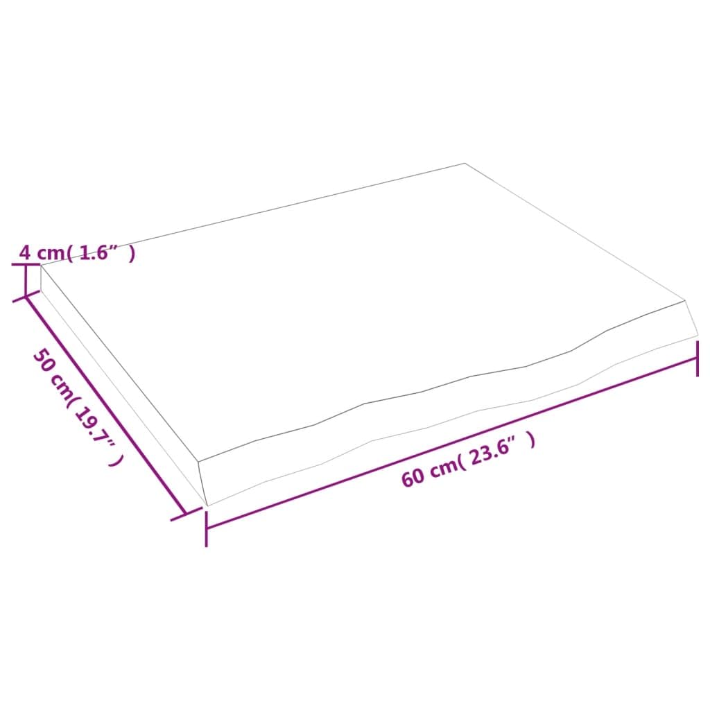 Genérico Encimera baño Madera Maciza tratada marrón Claro 60x50x(2-4) cm,Bricolaje,Materiales de construcción,Encimeras-3156108