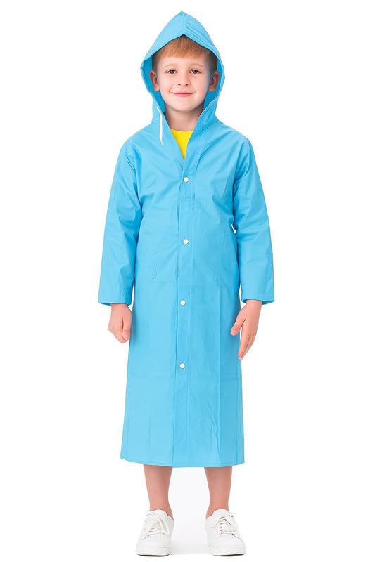 Image of Kids School Raincoat for Boys & Girls | PVC Lightweight Hooded Long Rainwear with Pockets | Suitable for School