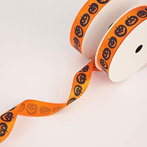 Halloween Pumpkins Single Sided Satin Ribbon 16mm x 5m Reel Cover