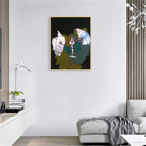 Max Ernst tableau abstraction 80x60cm avec cadre doré salon - 2