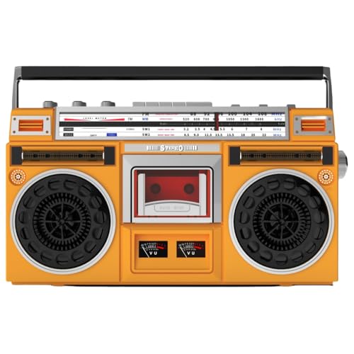 Yubbuio レトロBluetoothカセットプレーヤー AM/FMラジオ SD/USB入力 CD対応 ステレオラジオ (きいろ)