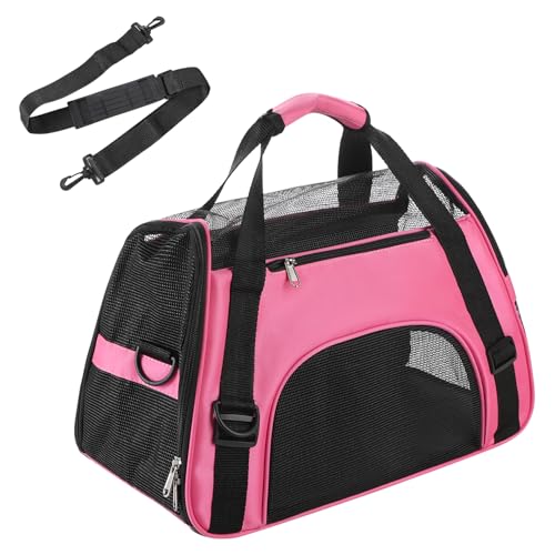 Hundetasche Netzgewebe Atmungsaktiv Katzentransportbox Faltbar Hundetragetasche Waschbar Matte Kleintiertasche Einstellbar Schultergurt Katzentasche Abnehmbar Transporttasche Hunde Katzen Welpen