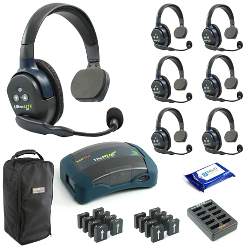 Eartec HUB7S Ultralite Full Duplex Wireless Headset Communication System for