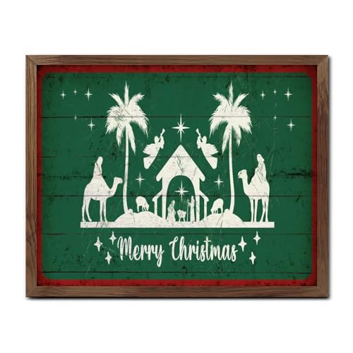 Panneau de décoration murale vintage en bois Merry Christmas Oh Holy Night pour l'entrée