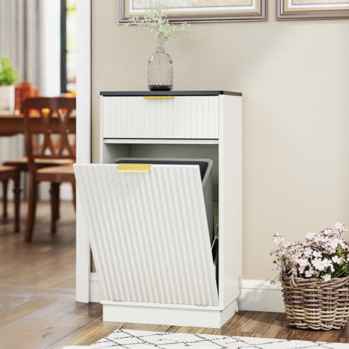 CYTERNE 13 Gallon Tilt Out Trash Can Cabinet with Storage