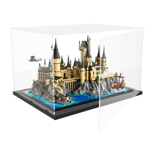 Image of Choowin Acrylic Display Case for Lego Hogwarts Castle 76419 for Lego Himeji Castle 21060, Thickened Clear Acrylic Display Cases for Collectibles, Assemble Dustproof Display Box with Door, Black