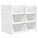6 Pack Folding Closet Organizers Storage Box, Stackable Storage Bins, Plastic Drawer Basket Closet Storage White-6L