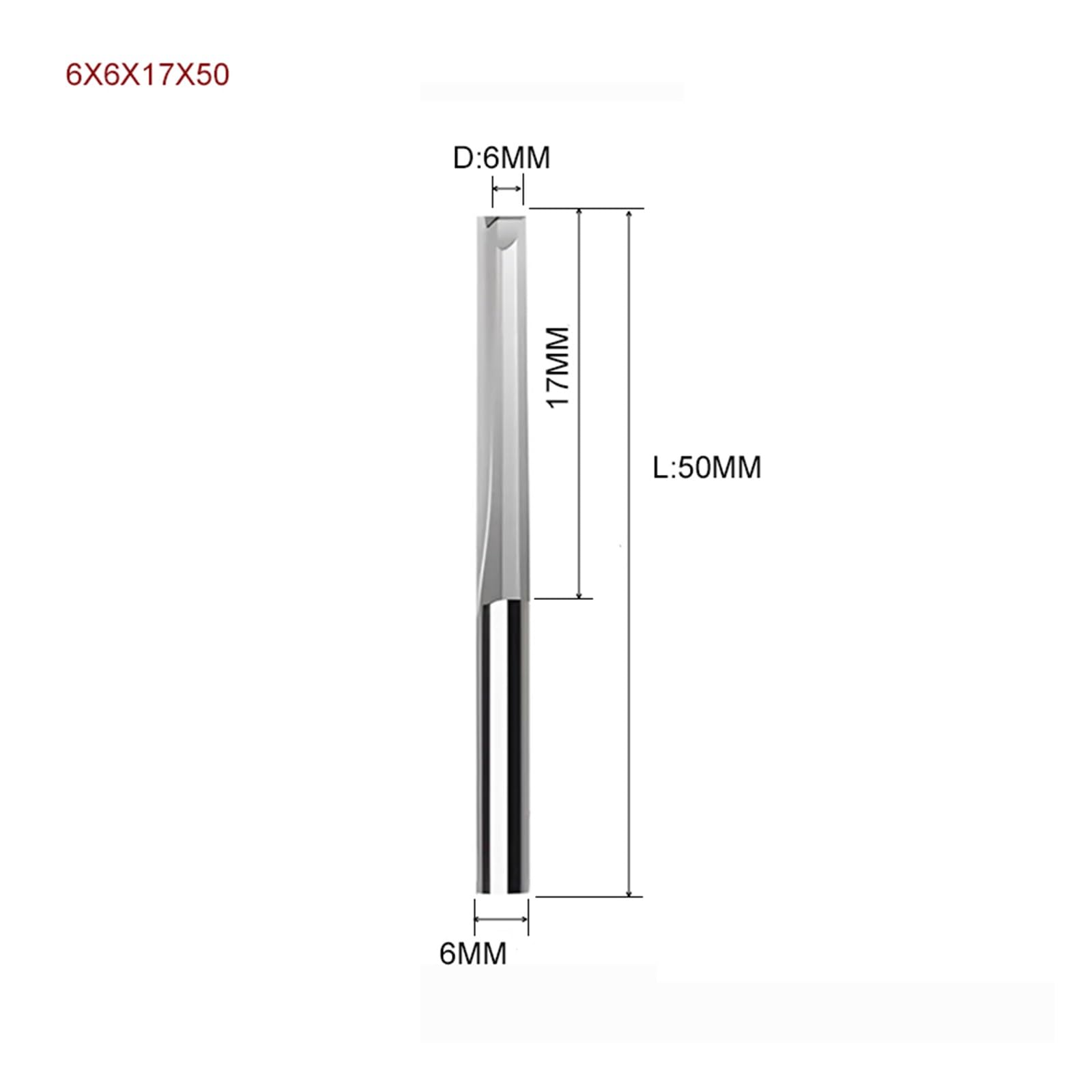 10 sztuk 3.175mm 4mm 6mm 8mm dwa flety proste gniazdo frez trzpieniowy do drewna frezy do grawerowania CNC frezy z węglików spiekanych narzędzie(6X6X17X50)