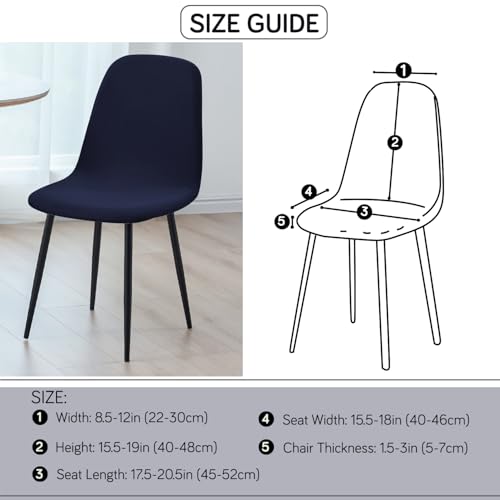 Image of HOKIPO 'SereneSolids' 140 GSM Shell Chair Cover, Mid Century Modern Dining Chair Cover, Pack of 1, Navy Blue (AR-6248-NBL)