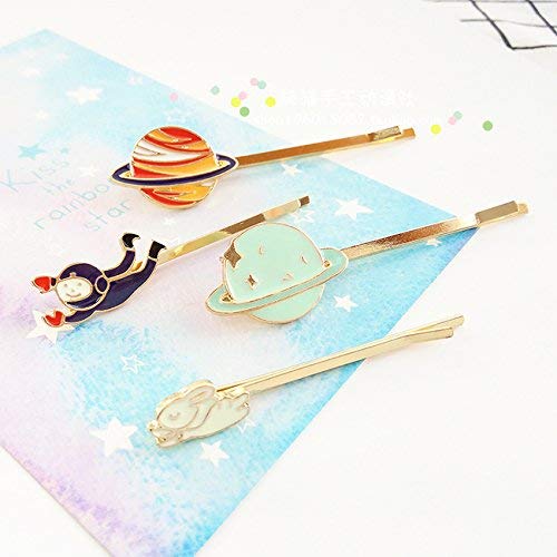Japan and South Korea hairpin jewelry planet Saturn astronaut rabbit bangs hairpin side folder word folder Duo Pack for women girl lady Japan and South Korea hairpin jewelry planet Saturn astronaut rabbit bangs hairpin side folder word folder Duo Pack for women girl lady