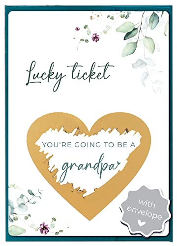 Image of Joli Coon Pregnancy Reveal Scratch-Off Card - You're Going to Be a Grandpa - Baby Announcement Card with Envelope - Eucalyptus Design - 4.1 x 5.8 in