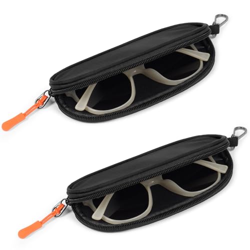 Image of Soft Eyeglasses Case with Clip, Ultra Light Sunglasses Travel Case with Zipper, Portable Eyewear Storage for Men Women